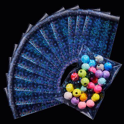 50Pcs Double Face Laser Rectangle PE Cellophane Bags ABAG-TAC0013-14B-1