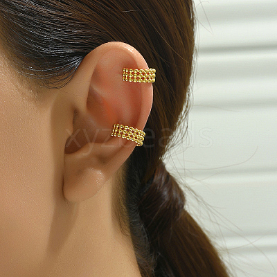 Concise Style Triple Brass Cuff Earrings for Unisex UP5064-1