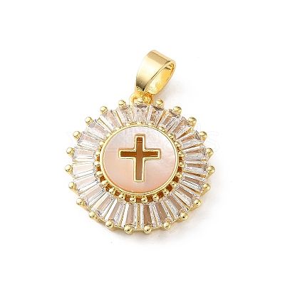 Brass Micro Pave Clear Cubic Zirconia Pendants SH-CBA03AF-14C-G-1