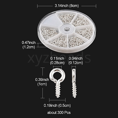 300Pcs Iron Screw Eye Pin Peg Bails IFIN-YW0001-64-1