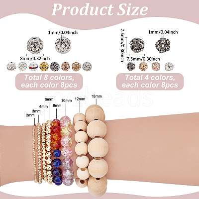 96Pcs 12 Colors Brass Rhinestone Beads KK-PH0011-02-1