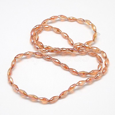 Electroplate Crystal Glass Rice Beads Strands EGLA-F042-A01-1