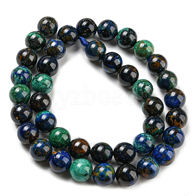 Natural Azurite Beads Strands G-P503-10MM-09-1