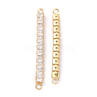 Brass Clear Square Cubic Zirconia Links Connectors ZIRC-G170-22G-1