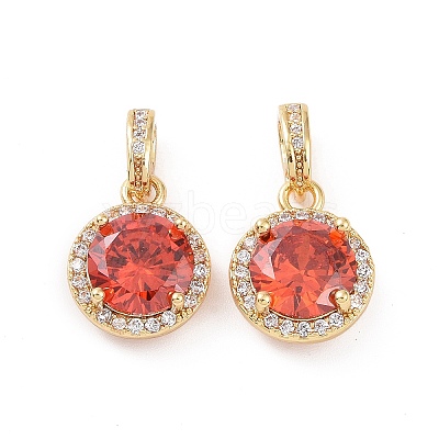Real 18K Gold Plated Brass Micro Pave Clear Cubic Zirconia Pendants KK-E068-VC437-1