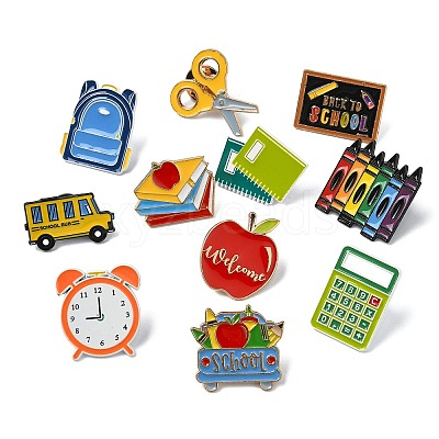 16Pcs 16 Styles Back To School Theme Enamel Pin JEWB-CJ0003-60-1