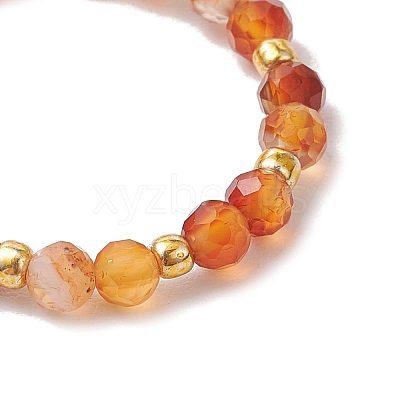 Natural Carnelian Beaded Stretch Rings for Women RJEW-JR00868-07-1