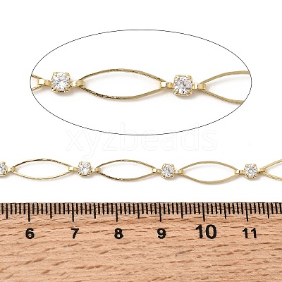 Handmade Brass Pave Clear Cubic Zirconia Horse Eye Link Chains CHC-G027-03LG-1