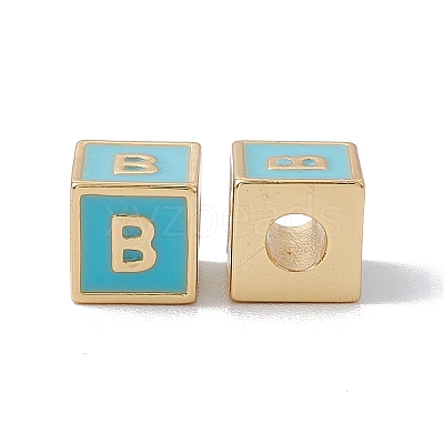 Rack Plating Brass Enamel Beads KK-B060-04G-06B-1