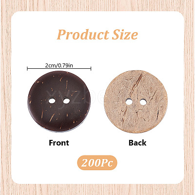 200Pcs 2-Hole Coconut Buttons COCO-GO0001-01-1