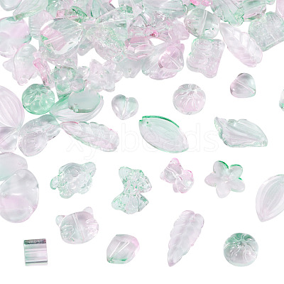 64Pcs Gradient Color Transparent Glass Beads GLAA-TA0003-48E-1