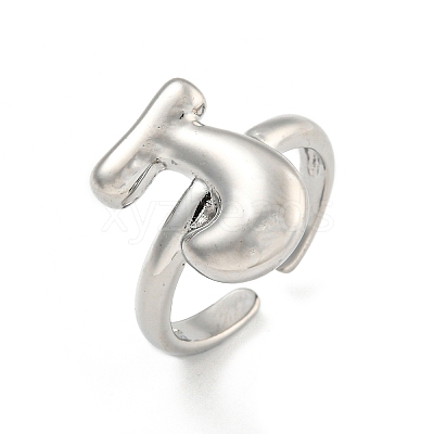 Brass Letter Open Cuff Rings for Women RJEW-G313-01J-P-1