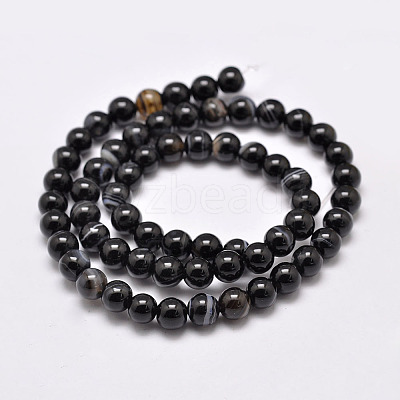 Natural Black Agate Bead Strands G-G962-10mm-12-A-1