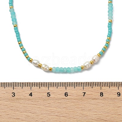 Boho Natural Cultured Freshwater Pearl & Round Seed Beaded Braided Necklaces for Women NJEW-JN06187-02-1