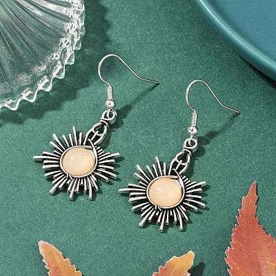Alloy Resin Dangle Earrings EJEW-JE06370-01-1