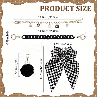 4Pcs Aluminium Bag Extender Chains & Pendant Decoration HJEW-FG00044-1
