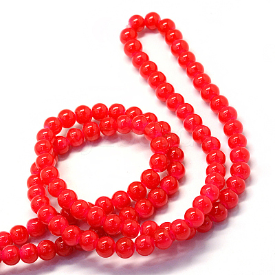 Baking Paint Imitation Jade Glass Round Bead Strands DGLA-Q021-10mm-05-1
