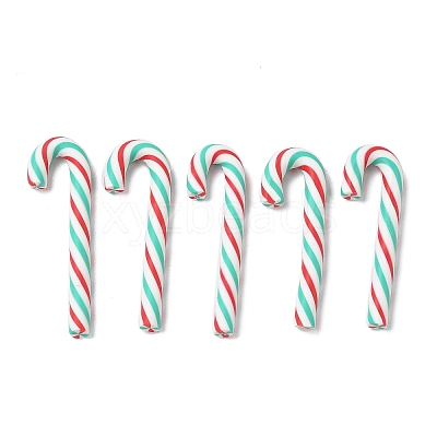 Christmas Candy Cane Handmade Polymer Clay Beads CLAY-P005-04G-1