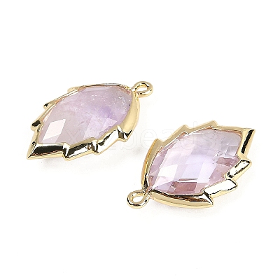 Natural Amethyst Faceted Leaf Pendants G-I375-04G-20-1