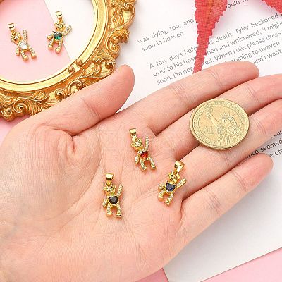 5Pcs 5 Colors Brass Clear Cubic Zirconia Pendants KK-CJ0001-76-1