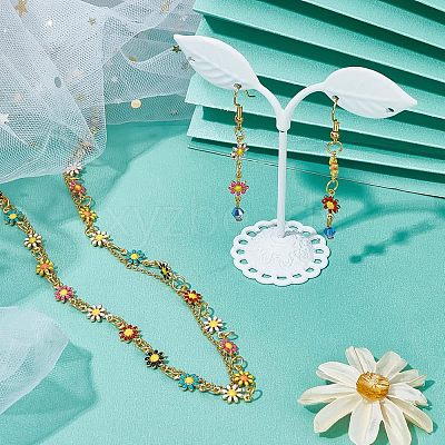 42Pcs 7 Colors Brass Enamel Links Connectors KK-FH0003-09-1