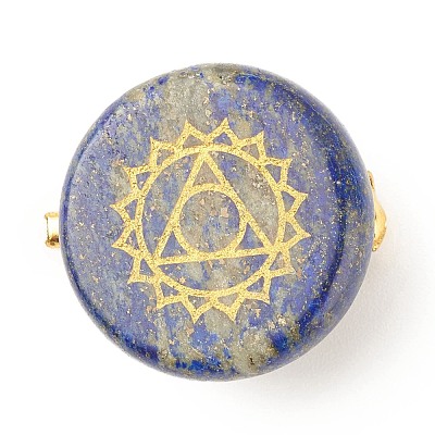 Gemstone Flat Round with Chakra Lapel Pin JEWB-BR00075-1
