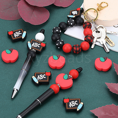 10Pcs 2 Styles Silicone Beads SIL-SC0001-57-1