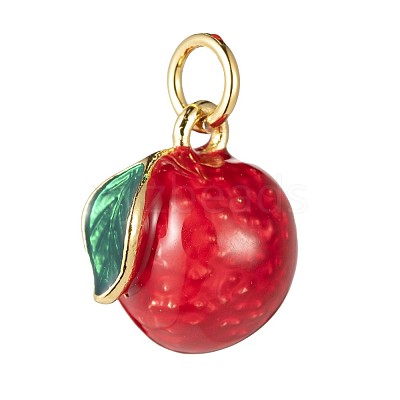 Brass Enamel Fruit Charms X-KK-O140-08-1