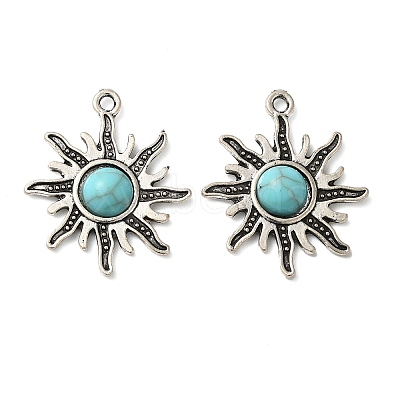 Tibetan Style Alloy Pave Imitation Turquoise Pendants FIND-NH0001-01AS-1