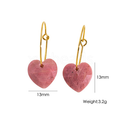 Valentine's Day Heart Natural Rhodochrosite Hoop Earrings FS-WG2D3FB-02-1