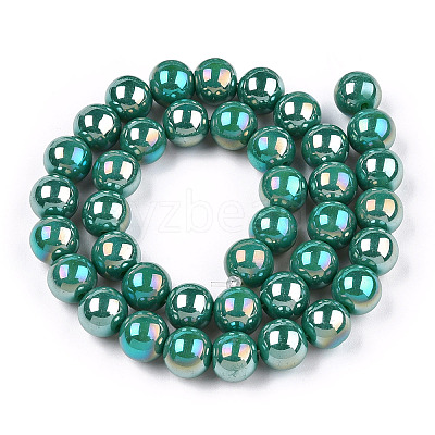 Electroplate Opaque Glass Beads Strands GLAA-T032-P8mm-AB12-1