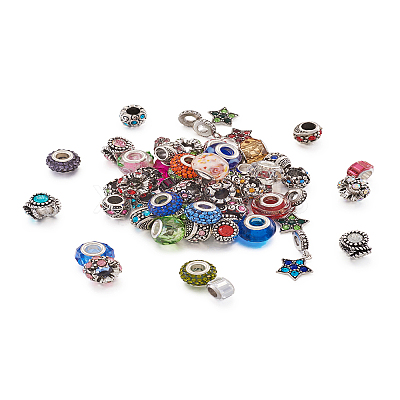 Alloy Rhinestone European Beads MPDL-TA0001-01-1