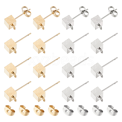 40Pcs 2 Colors 304 Stainless Steel Stud Earring Findings STAS-UN0044-56-1
