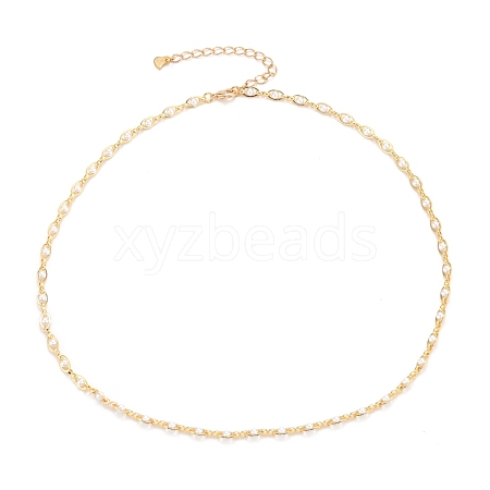 Glass Pearl Link Chain Necklaces NJEW-JN03203-1