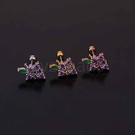 Grape Brass Micro Pave Cubic Zirconia Cartilage Earrings for Women WG9FBC0-11-1