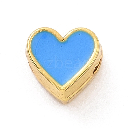 Eco-friendly Rack Plating Brass Enamel Beads KK-F843-30G-03-1