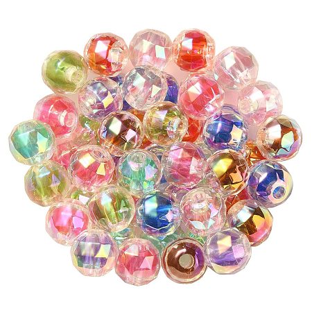 UV Plating Transparent Acrylic European Beads OACR-F004-03-1