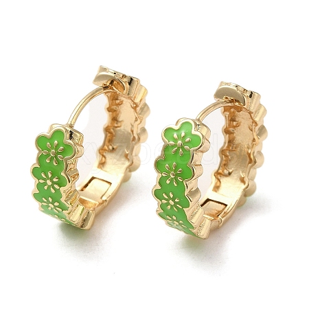 Flower Real 18K Gold Plated Brass Hoop Earrings EJEW-L268-015G-02-1