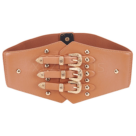 PU Leather Wide Elastic Corset Belts AJEW-WH0413-88B-1