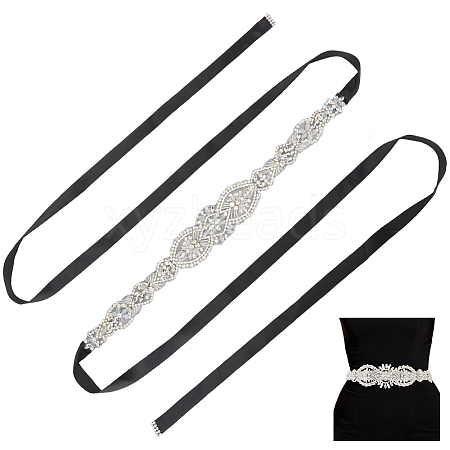 Flower Full Crystal Rhinestone Handmade Bridal Belts for Wedding Dresses AJEW-WH20006-233B-01-1
