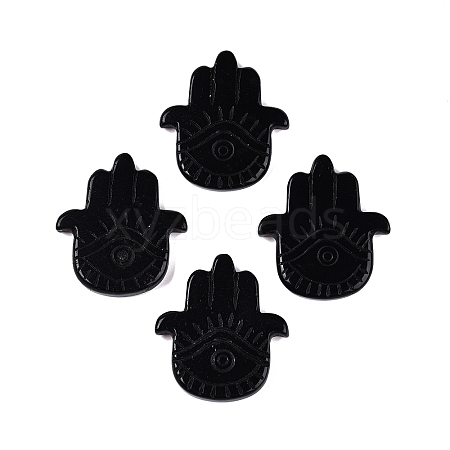 Natural Obsidian Hamsa Hand with Eye Figurines DJEW-N003-04A-1