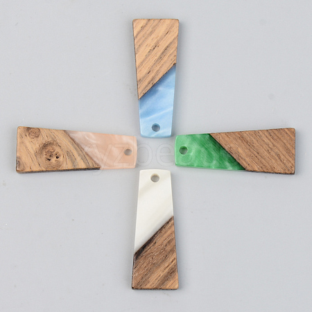 Opaque Resin & Walnut Wood Pendants RESI-S389-040A-C-1