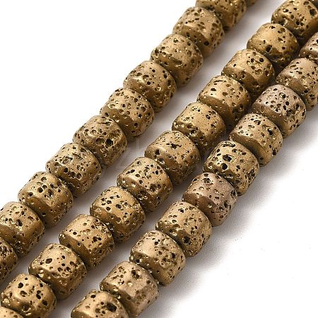 Electroplated Natural Lava Rock Beads Strands G-G984-06B-1