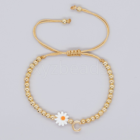 Golden Tone Daisy Braided Bead Bracelets WY1454-3-1