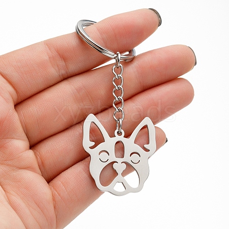 Non-Tarnish 201 Stainless Steel Hollow Dog Pendant Keychain PW-WG65328-01-1