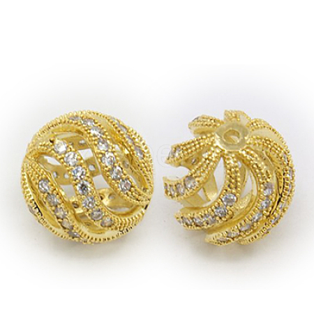 Brass Cubic Zirconia Beads ZIRC-F001-30G-1