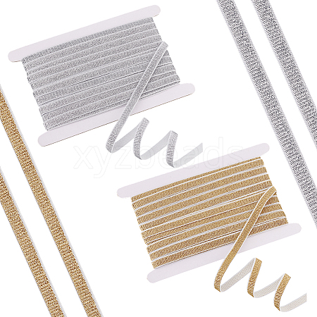 2Pcs 2 Colors Flat Sparkle Polyester Elastic Band OCOR-MA0001-18-1