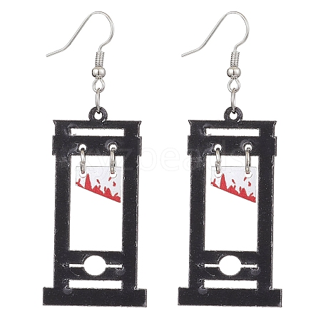 Hallowmas Printed Acrylic Dangle Earrings EJEW-JE06124-06-1