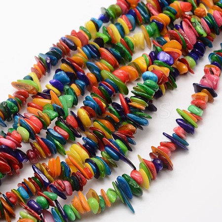 Dyed Chip Natural Freshwater Shell Beads Strands SHEL-E355-16-1