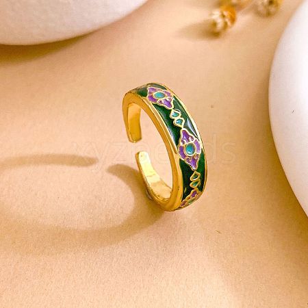 Brass Enamel Cuff Open Rings for Women WG44DD4-02-1